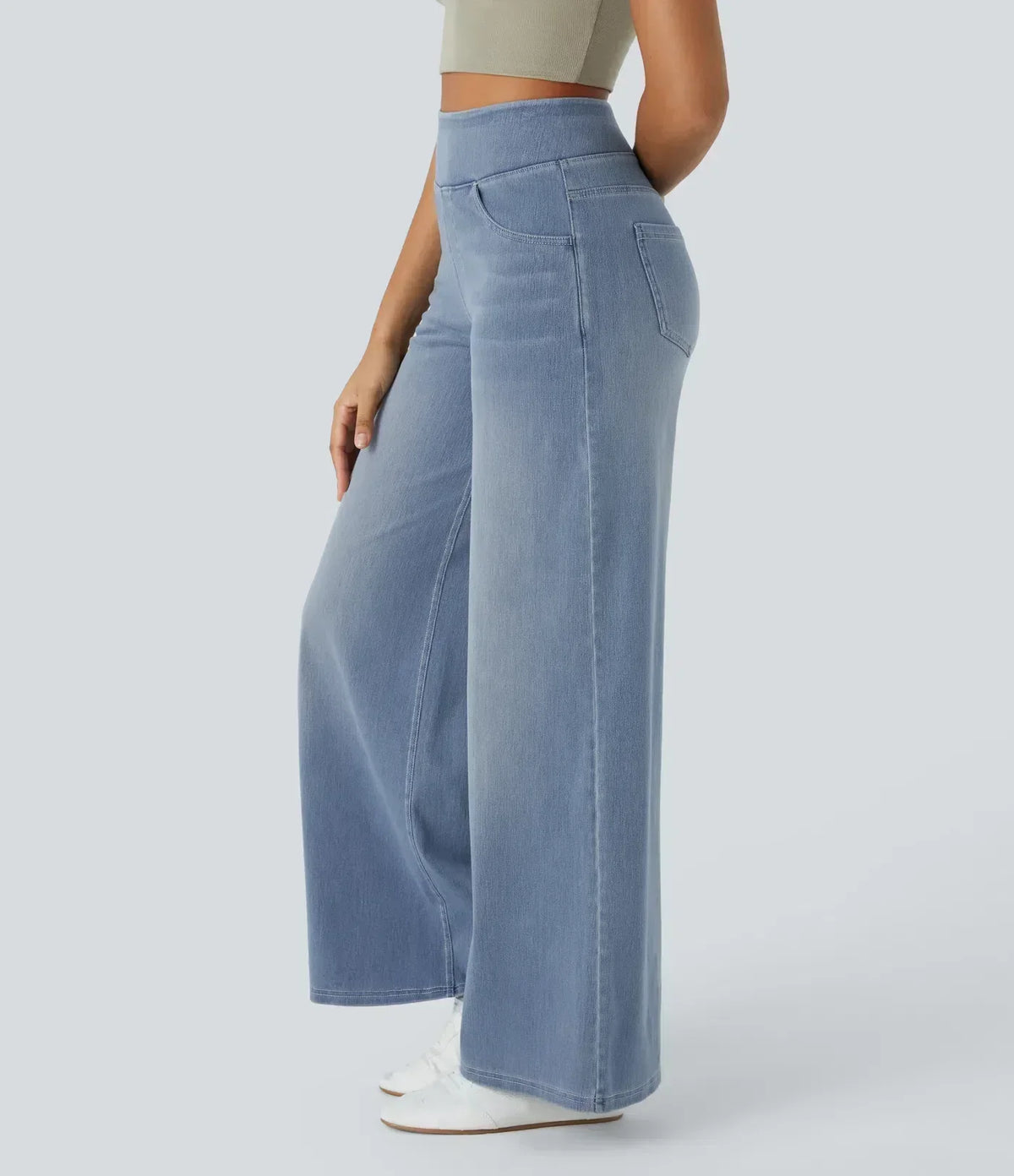 Nora | Comfortable High Waisted Wide Leg Jeans with Pull-On Waistband