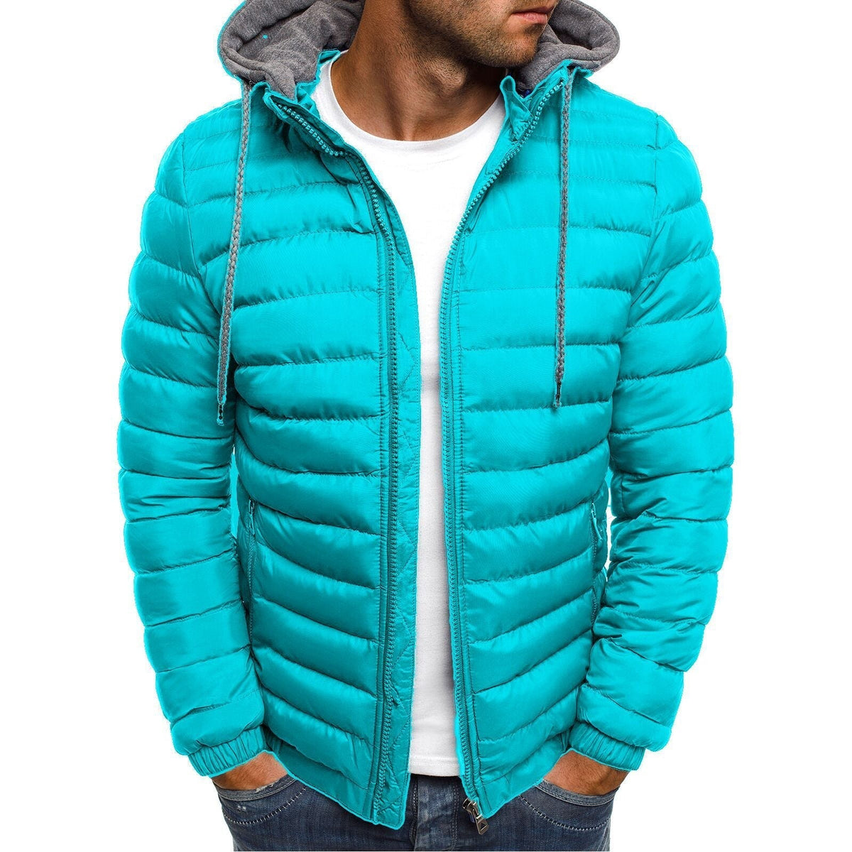 Ben | Men's Quilted Winter Puffer Jacket - Detachable Hood Zip Pockets