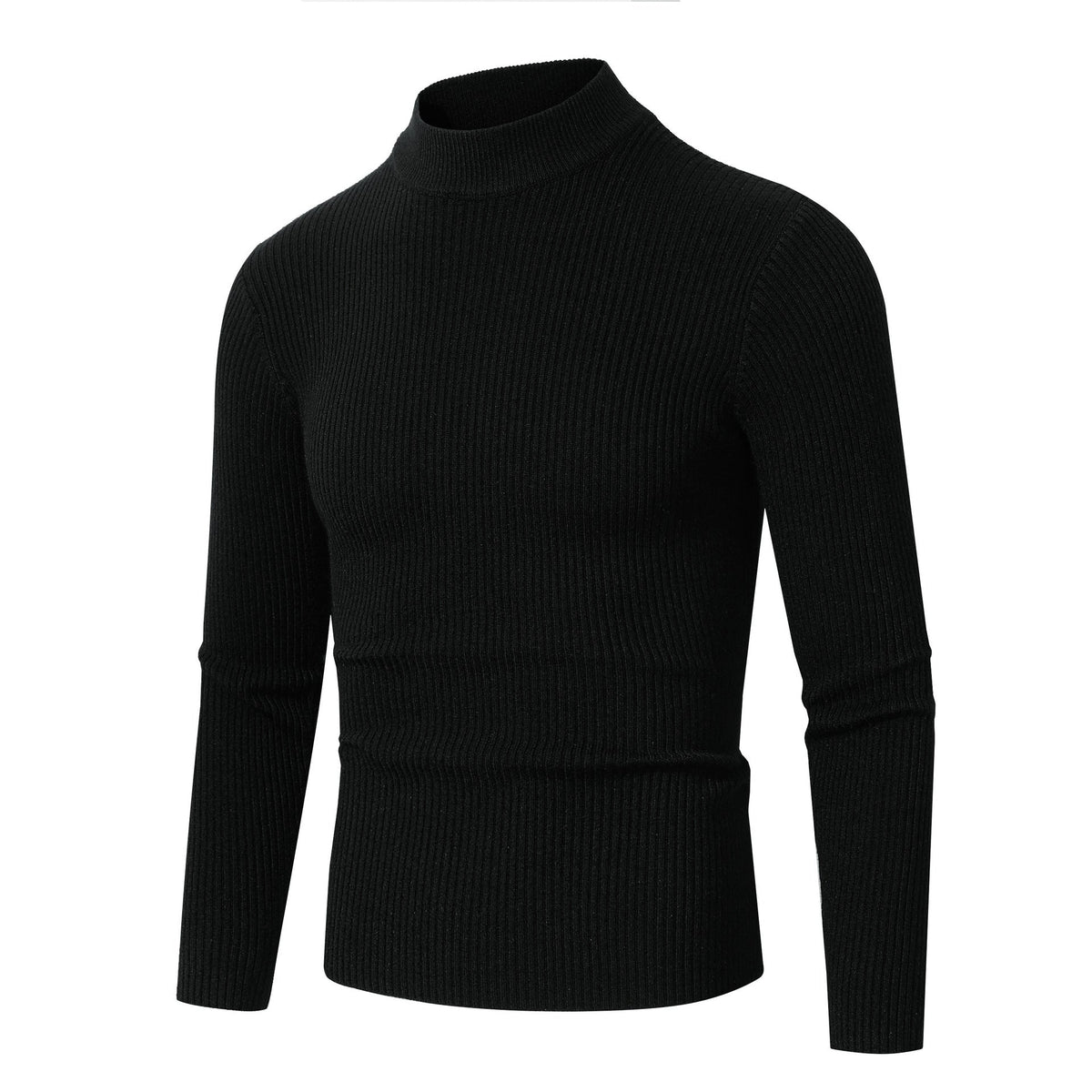 Brian | Men's Knit Turtleneck Sweater - Ribbed Slim Fit Long Sleeve