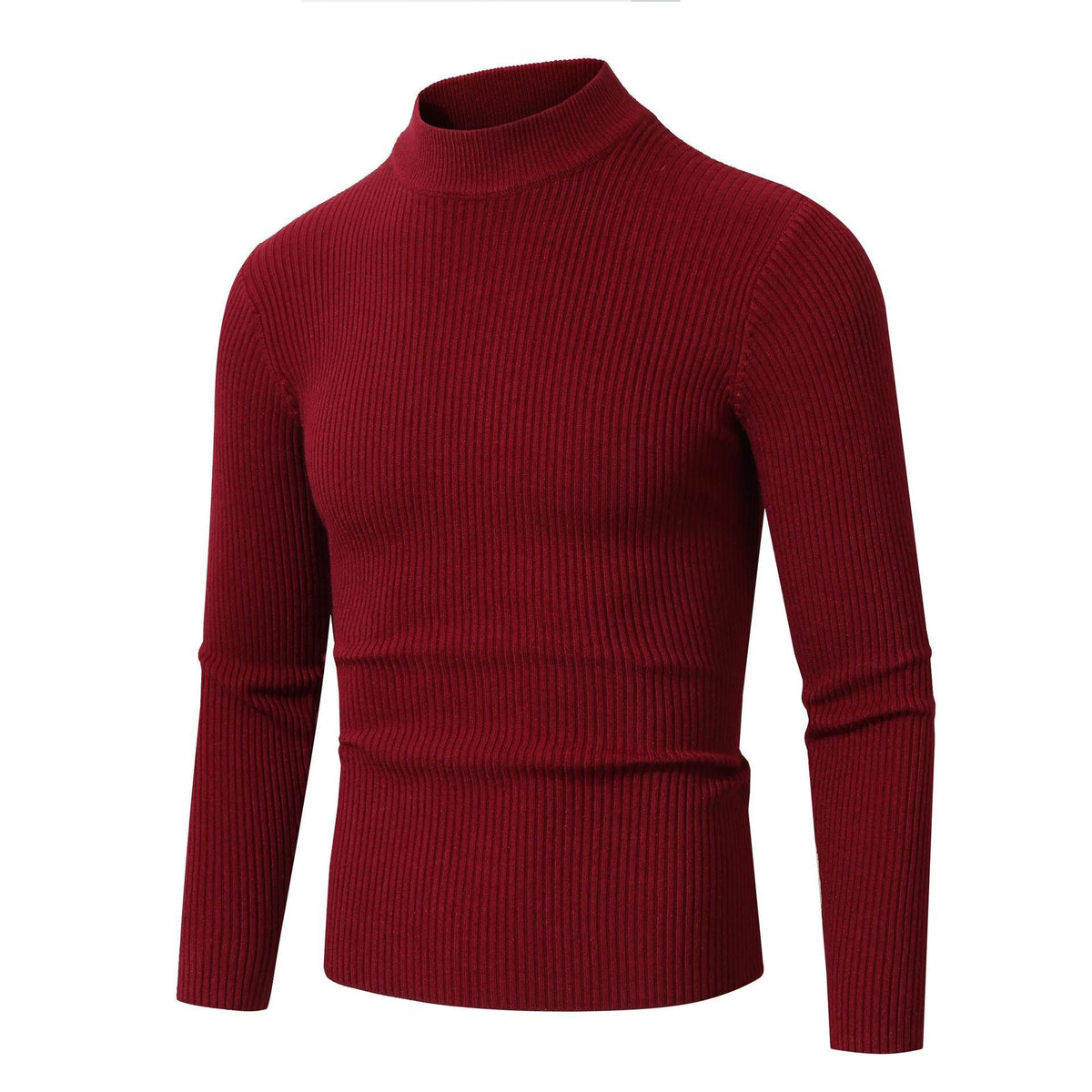 Brian | Men's Knit Turtleneck Sweater - Ribbed Slim Fit Long Sleeve