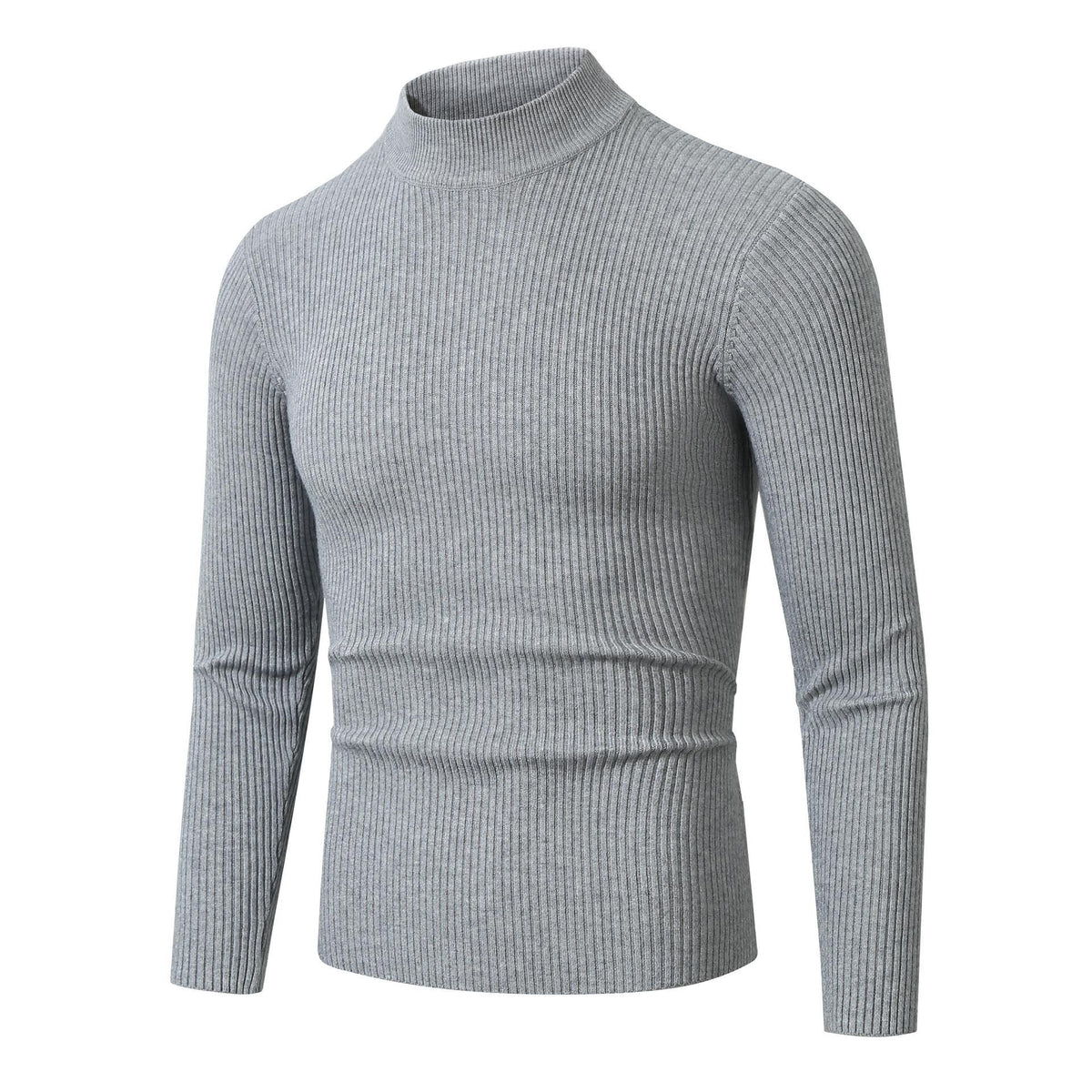 Brian | Men's Knit Turtleneck Sweater - Ribbed Slim Fit Long Sleeve