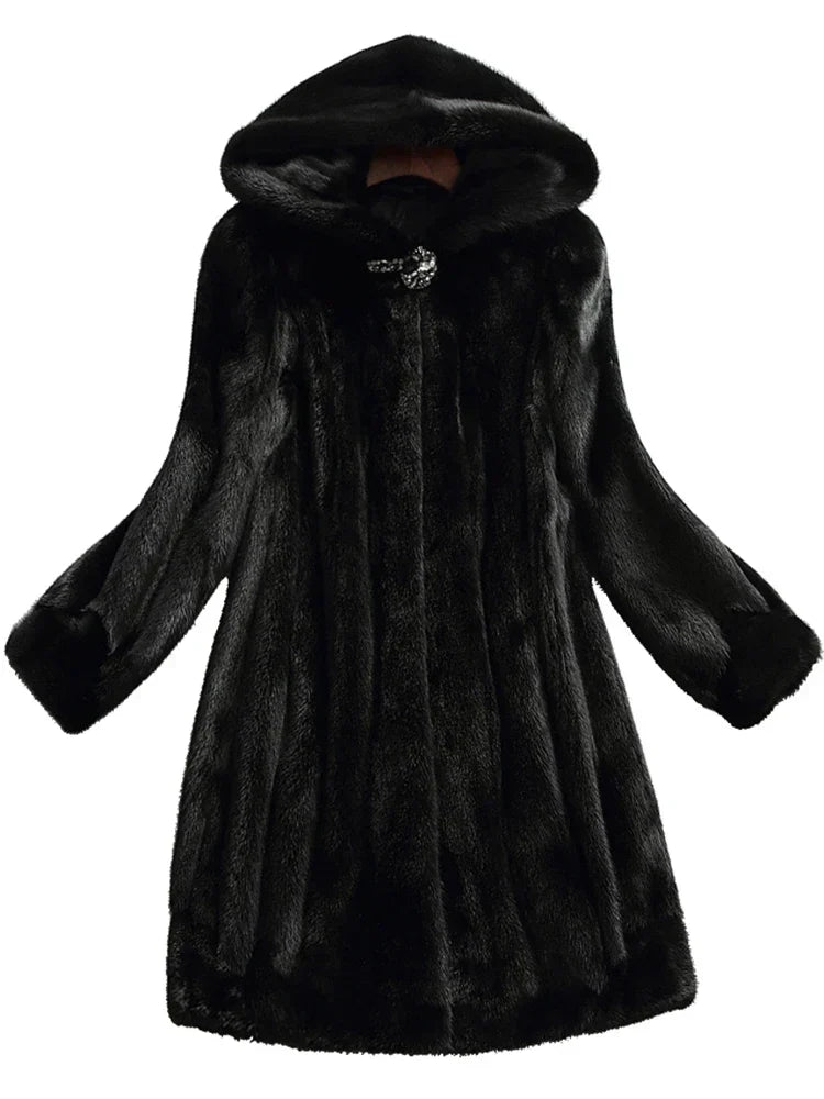 Odessa | Women's Longline Faux Fur Coat - Hooded