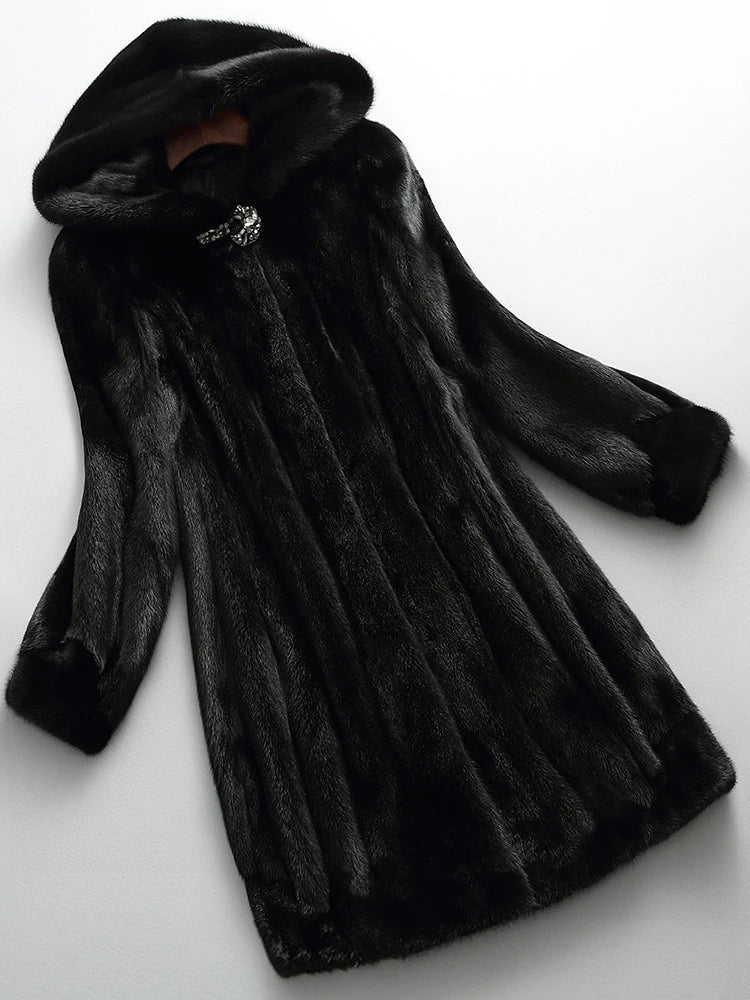 Odessa | Women's Longline Faux Fur Coat - Hooded