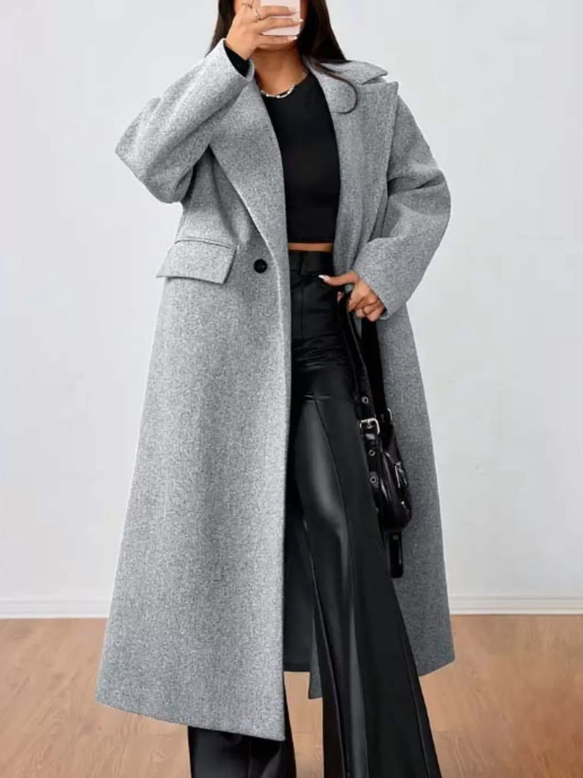Olivia | Oversized Long Wool Coat with Lapel Collar