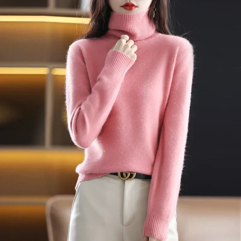 Ophelia | Sophisticated High Neck Cashmere Turtleneck Sweater