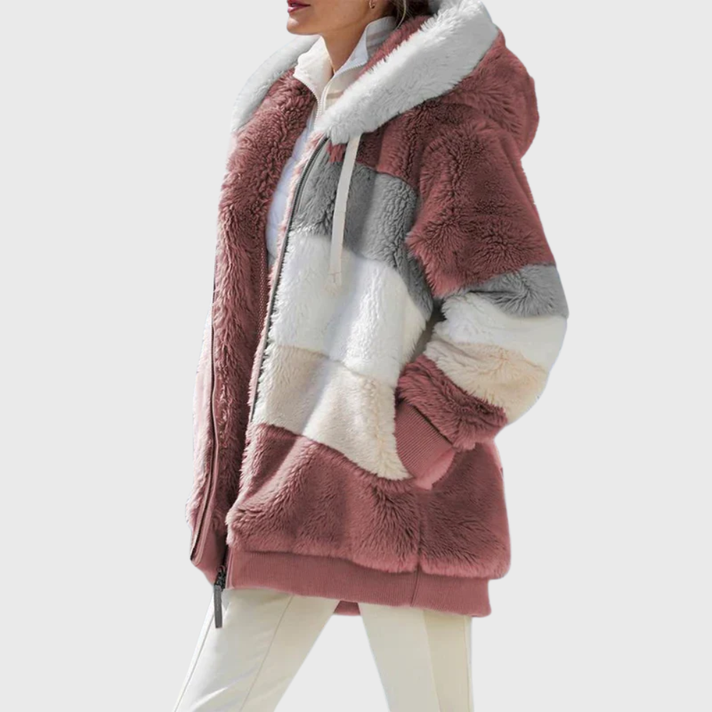 Sofia | Women's Puffer Jacket - Fleece Faux-Fur Hood