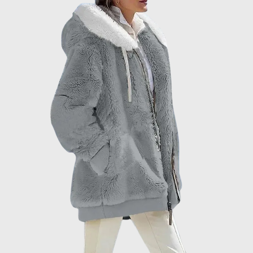 Sofia | Women's Puffer Jacket - Fleece Faux-Fur Hood