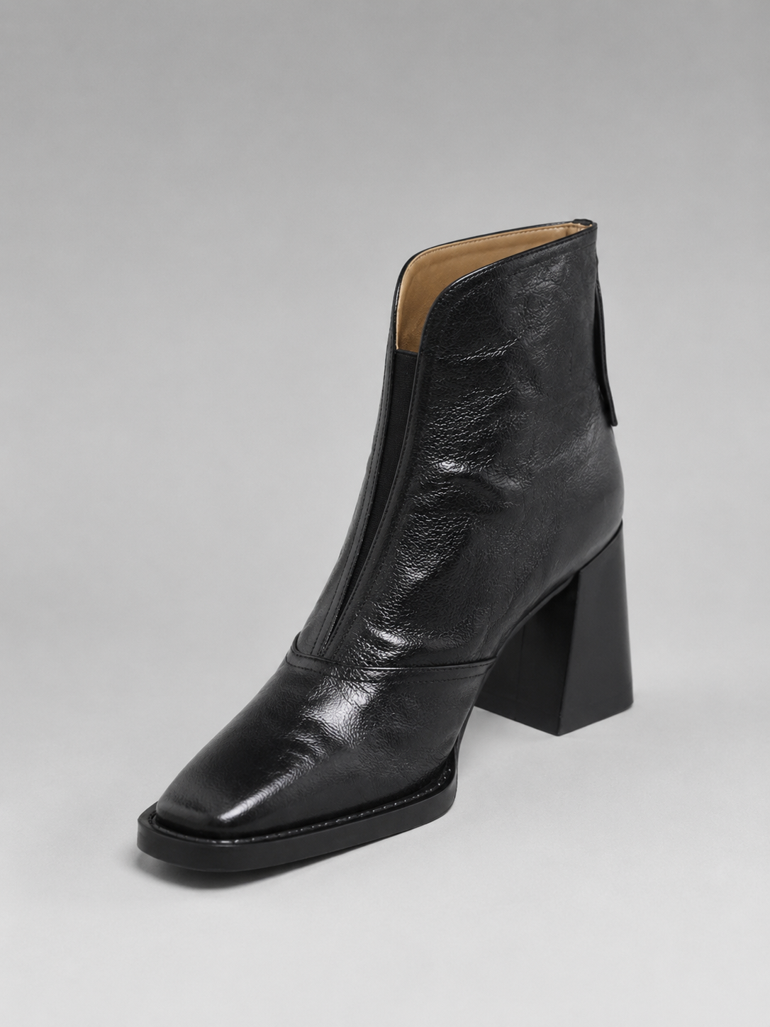 Romy | Women's Leather Heeled Ankle Boots - Square Toe Zip
