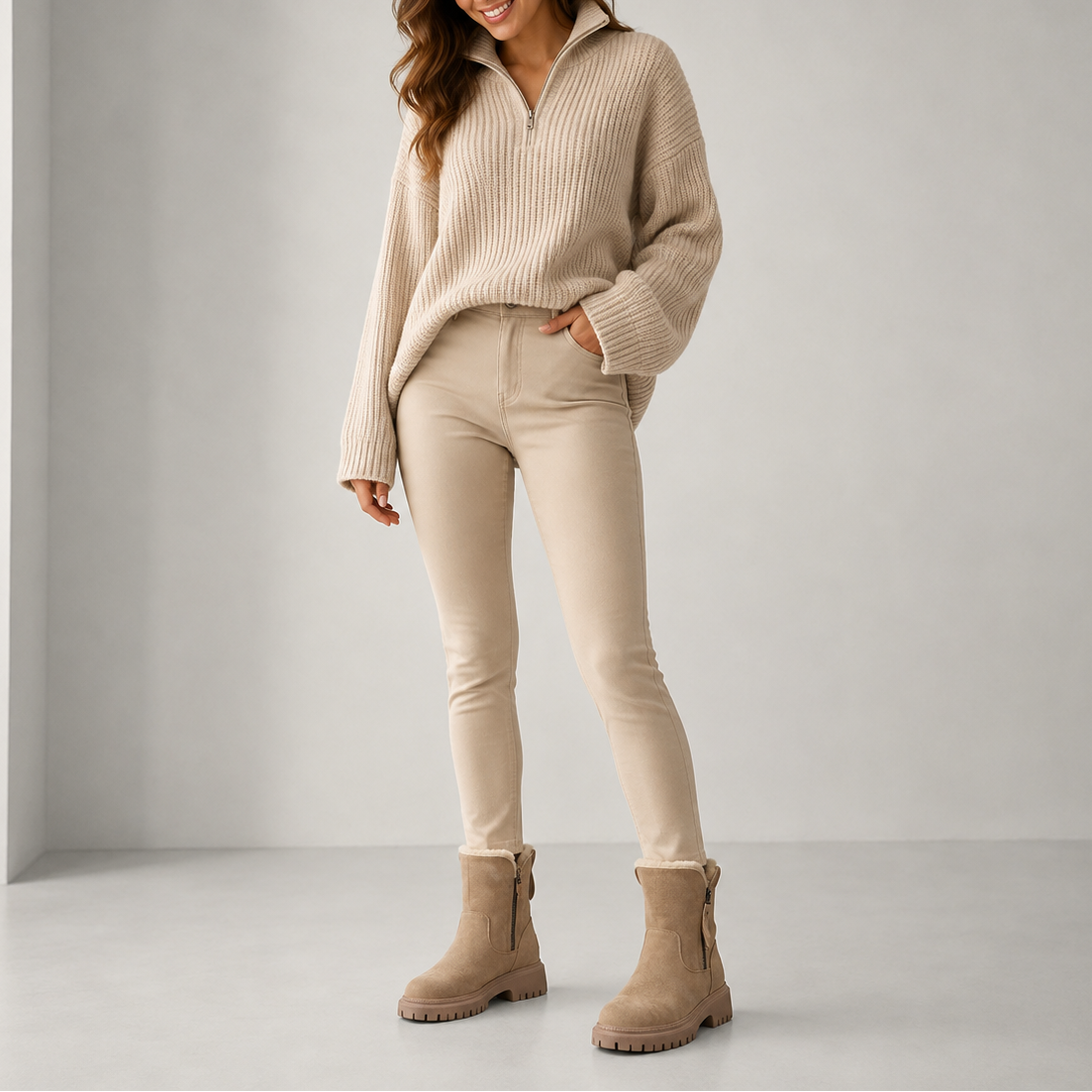 Rosalie | Suede Winter Boots with Faux Fur Lining and Chunky Sole