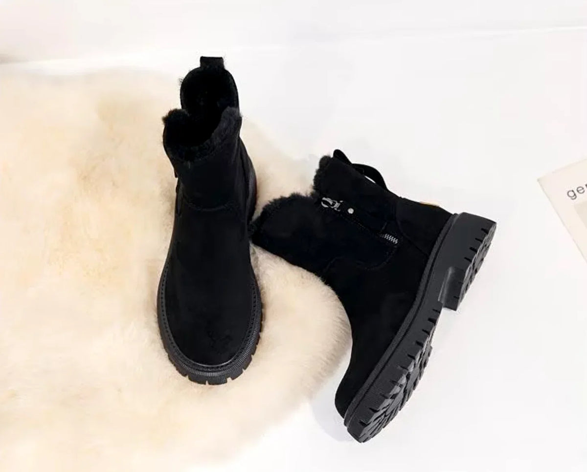 Rosalie | Suede Winter Boots with Faux Fur Lining and Chunky Sole