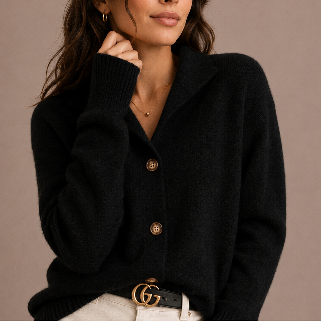 Sera | Women's Knit Cardigan Sweater - Collar Button Front