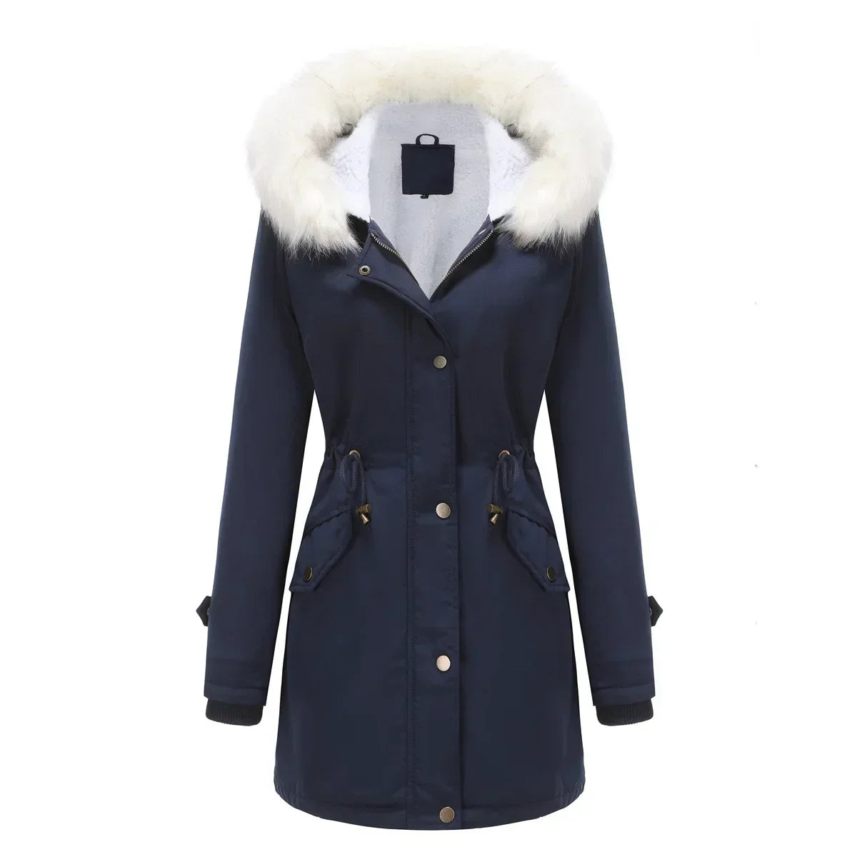 Stacy | Women's Sherpa Lined Hooded Parka Jacket - Faux Fur Trim Drawstring