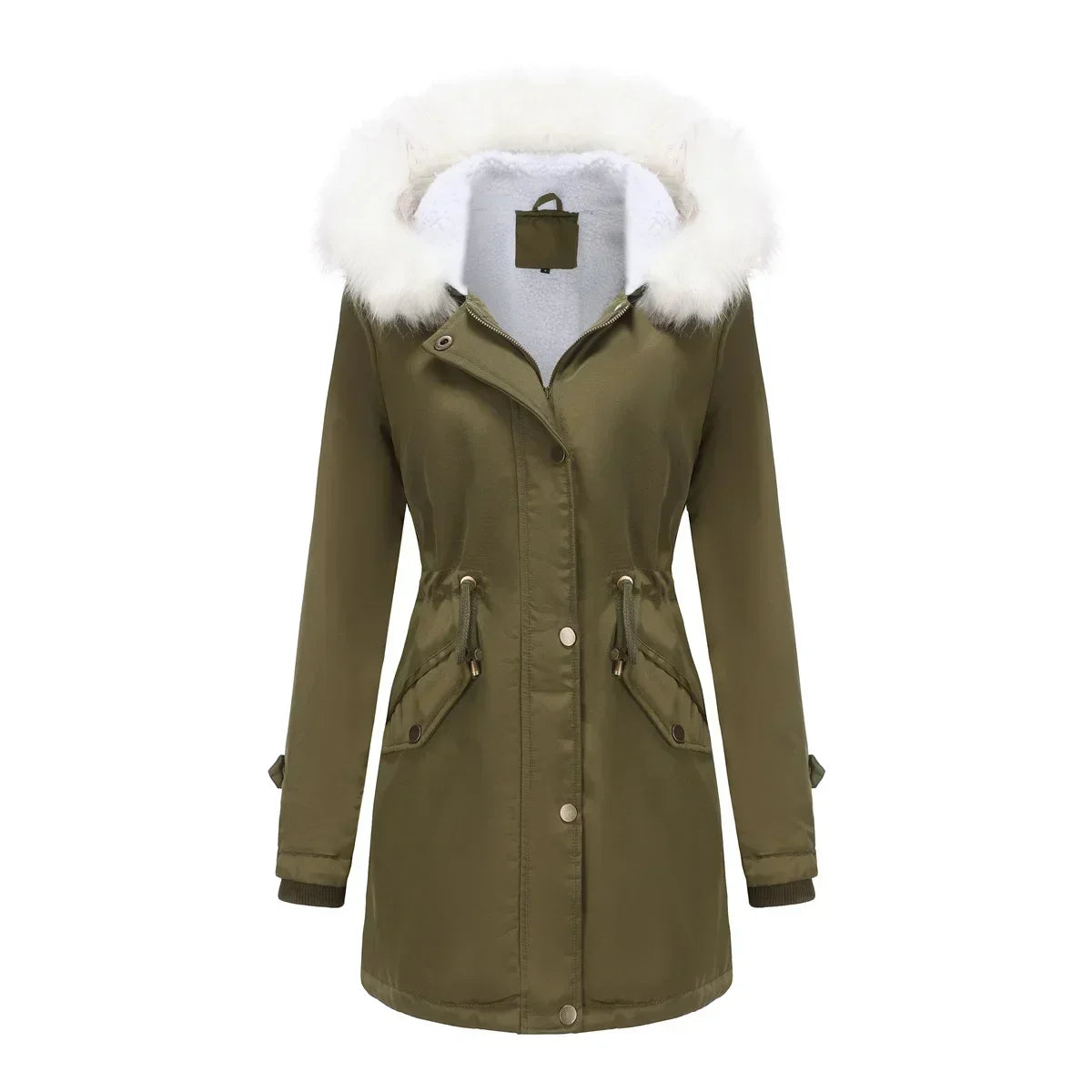 Stacy | Women's Sherpa Lined Hooded Parka Jacket - Faux Fur Trim Drawstring