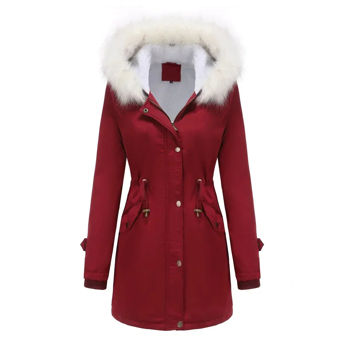 Stacy | Women's Sherpa Lined Hooded Parka Jacket - Faux Fur Trim Drawstring