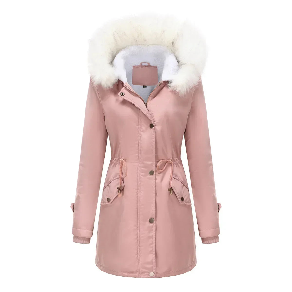 Stacy | Women's Sherpa Lined Hooded Parka Jacket - Faux Fur Trim Drawstring