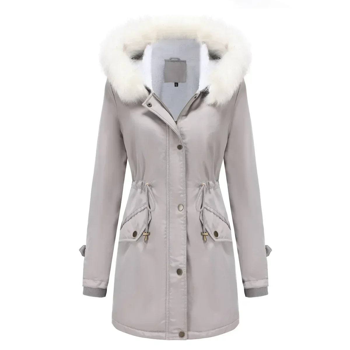 Stacy | Women's Sherpa Lined Hooded Parka Jacket - Faux Fur Trim Drawstring