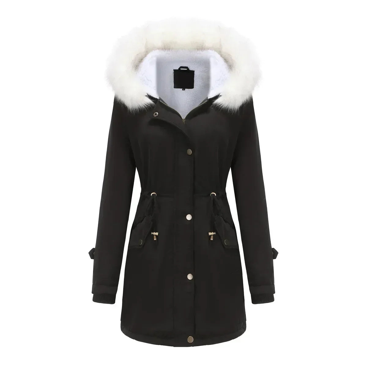Stacy | Women's Sherpa Lined Hooded Parka Jacket - Faux Fur Trim Drawstring