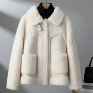 Tessa | Women's Boxy Shearling Fur Jacket with Patch Pockets