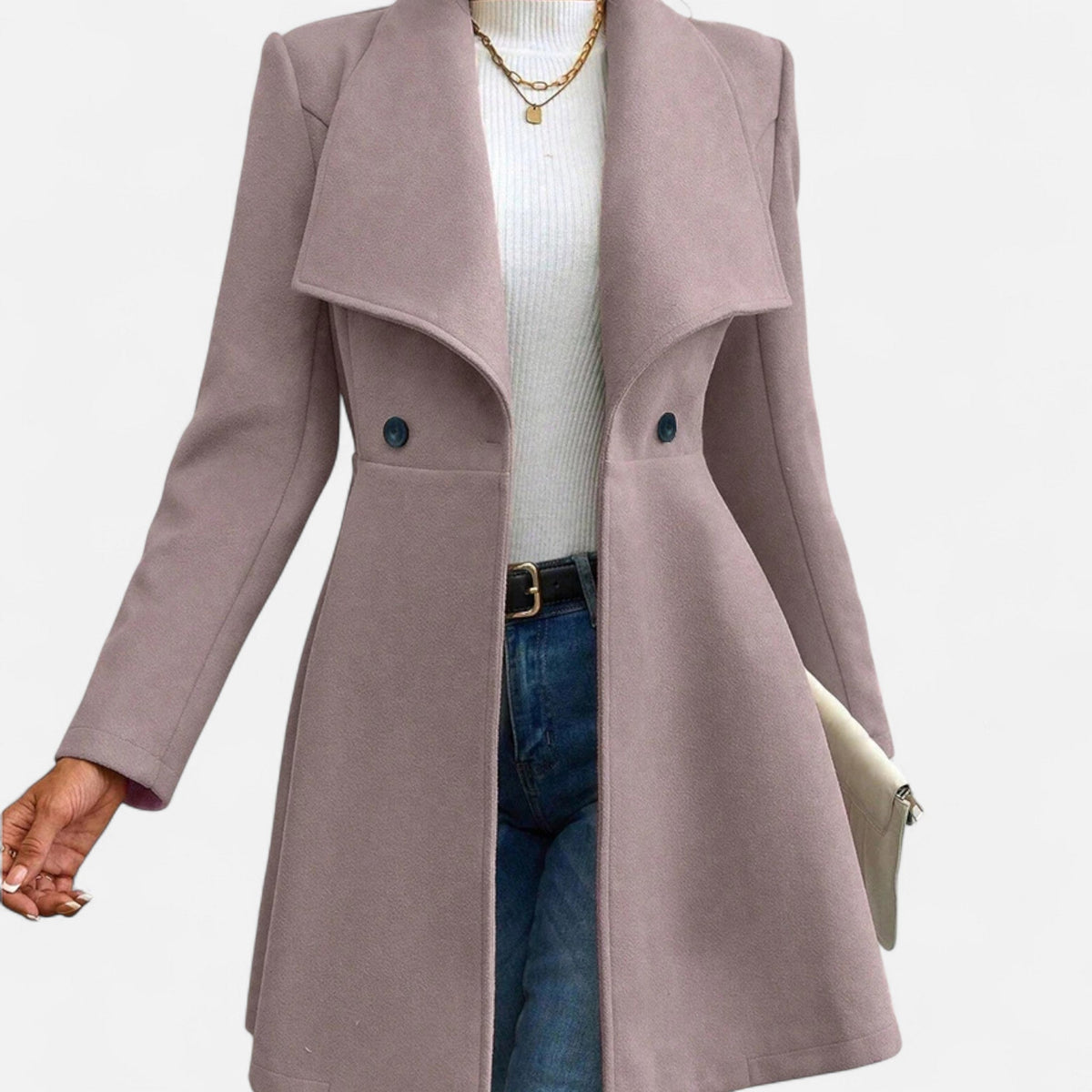 Vera | Women's Tailored Wool Coat - Notch Lapel Button Front