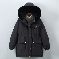Wendy | Women's Plush Lined Hooded Parka Jacket - Faux Fur Trim Drawstring