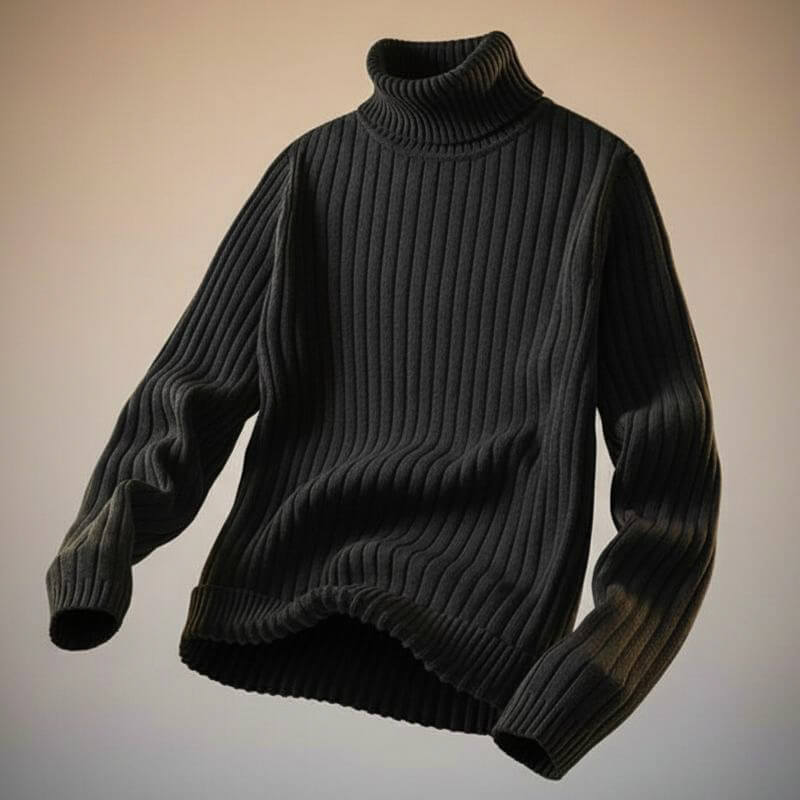 Paul | Men's Wool Turtleneck Sweater - Ribbed Stretch Knit Pullover
