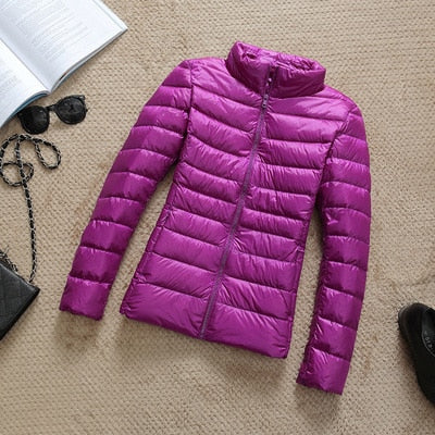 Zora | Women's Cropped Quilted Puffer Jacket - Hooded Zip Front