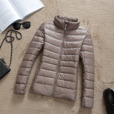 Zora | Women's Cropped Quilted Puffer Jacket - Hooded Zip Front