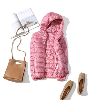 Zora | Women's Cropped Quilted Puffer Jacket - Hooded Zip Front