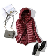 Zora | Women's Cropped Quilted Puffer Jacket - Hooded Zip Front