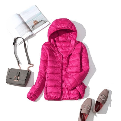 Zora | Women's Cropped Quilted Puffer Jacket - Hooded Zip Front