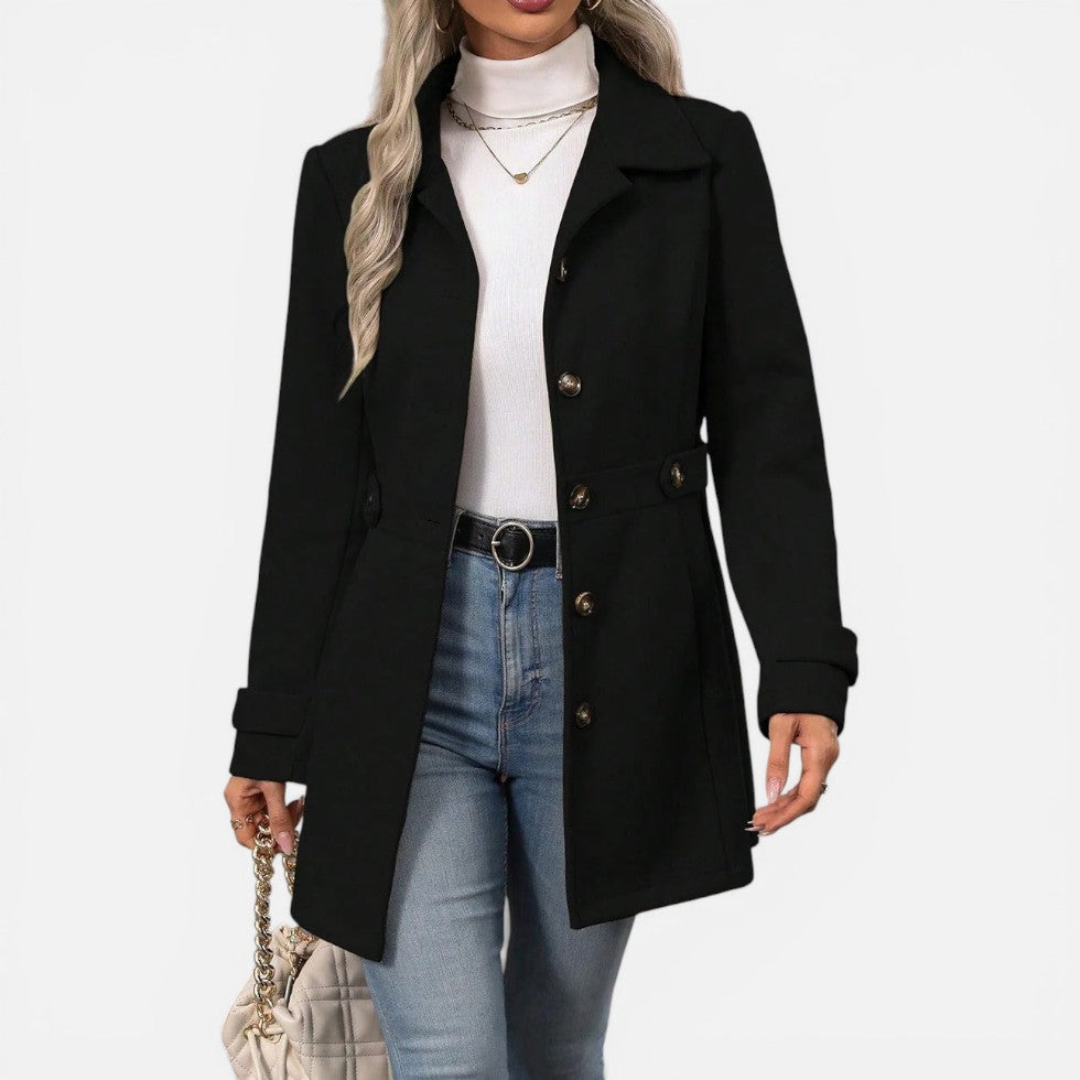 Alba Women's Trench Coat - Shiny Black