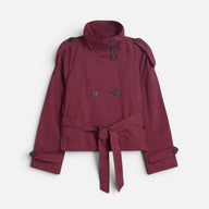 Anouk Women's Cropped Trench Coat - Burgundy
