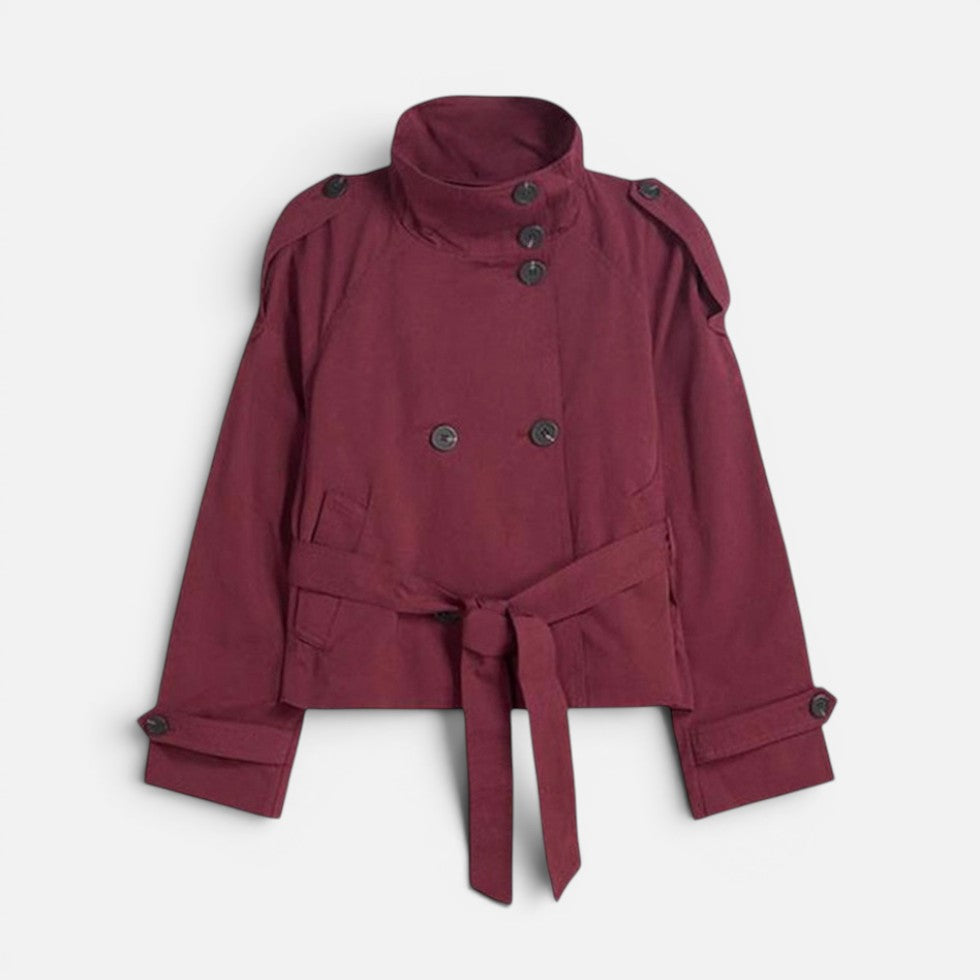 Anouk Women's Cropped Trench Coat - Burgundy