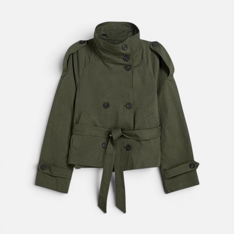 Anouk Women's Cropped Trench Coat - Green