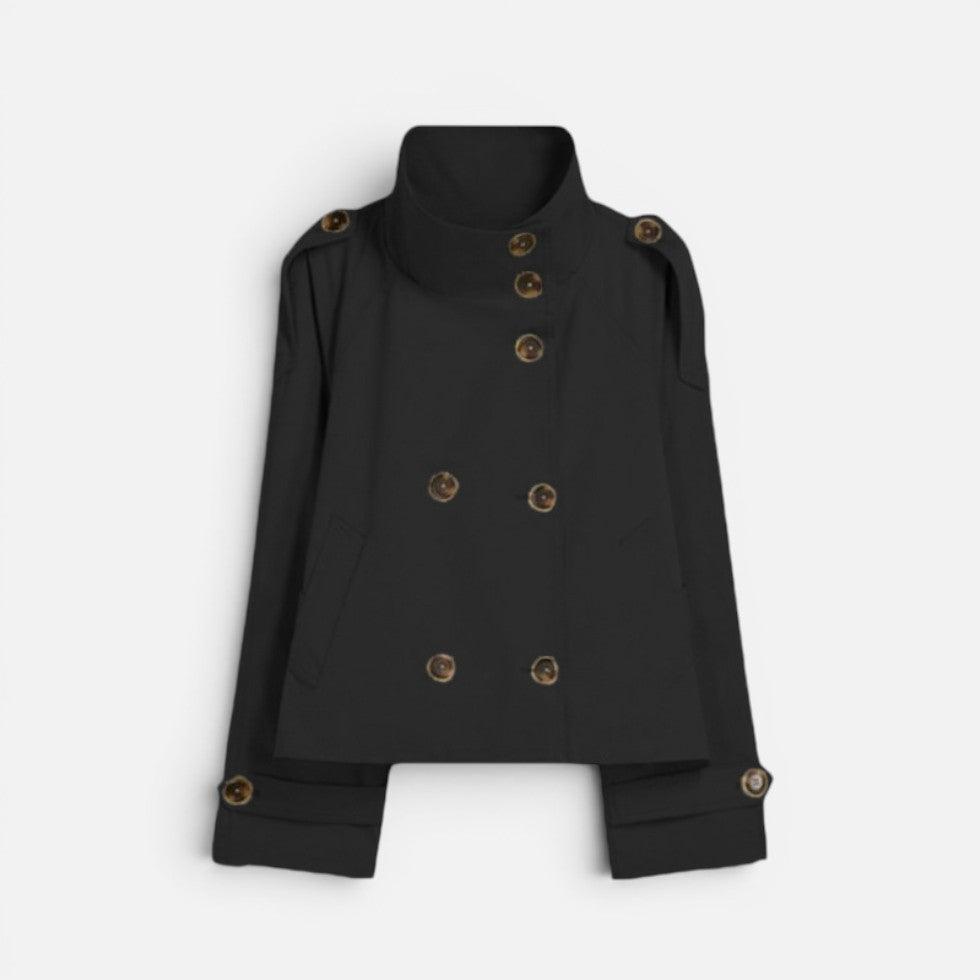 Anouk Women's Cropped Trench Coat - Shiny Black