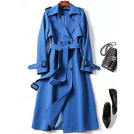Clarissa | Women's Belted Long Trench Coat - Double-Breasted Collar