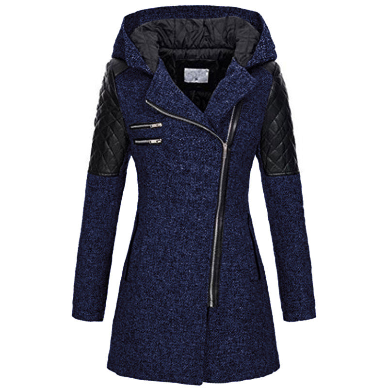 Kendra | Women's Winter Jacket with Hood and Asymmetric Zip