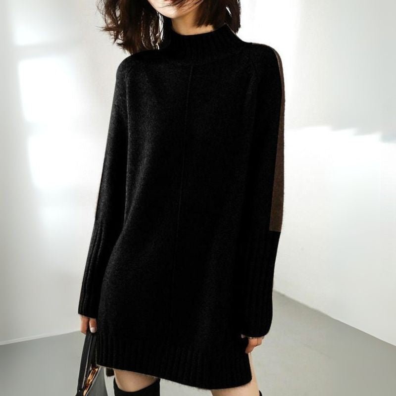 Gita | Women's Cashmere Sweater Dress - Mock Neck Oversized Long Knit