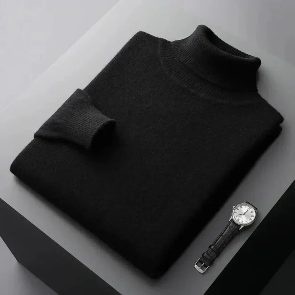 Scott | Men's Knit Turtleneck Sweater - Relaxed Fit Ribbed Cuffs Long Sleeve