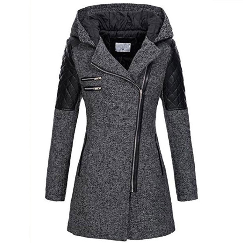 Kendra | Women's Winter Jacket with Hood and Asymmetric Zip