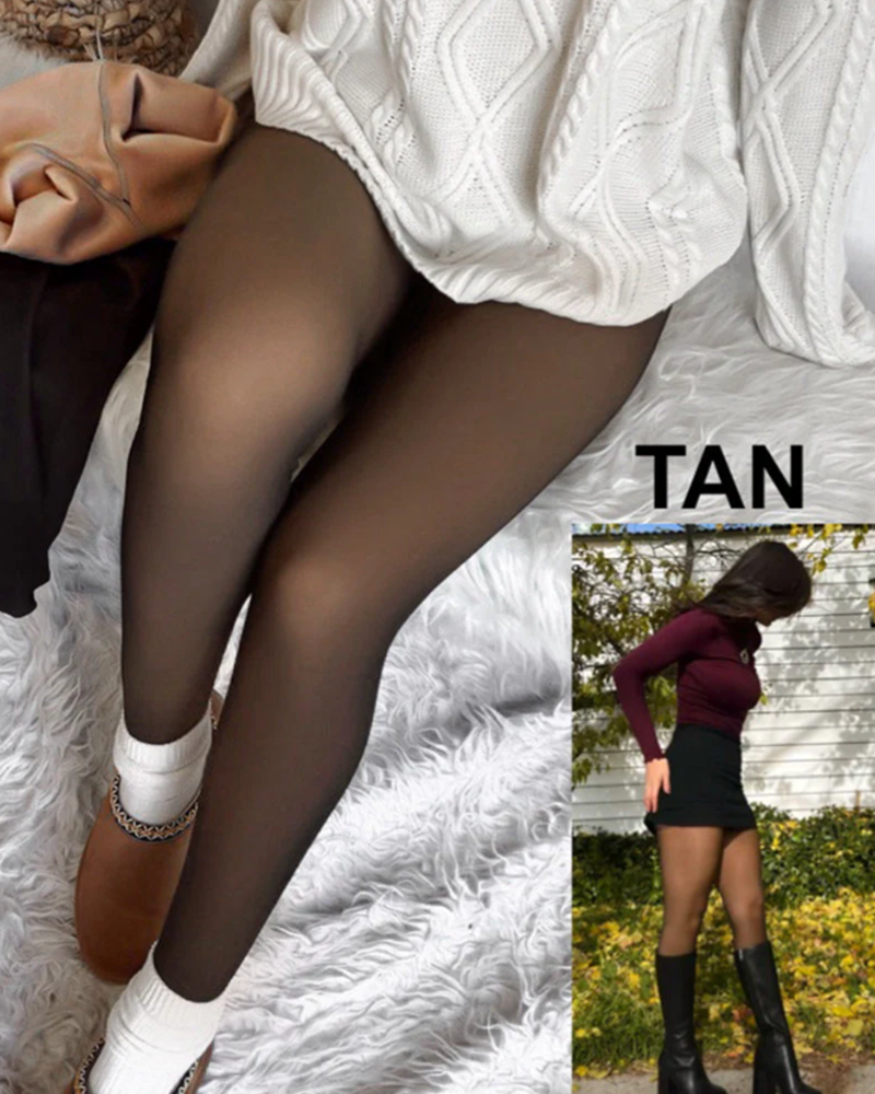 Tori | Women's Sheer Look Fleece Lined Leggings - High Waist Thermal Stretch