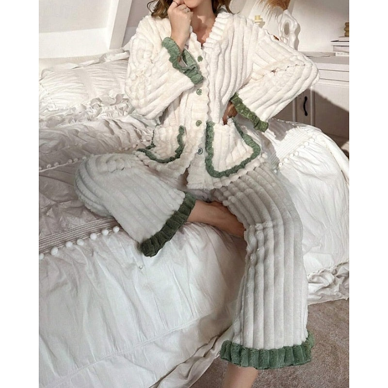 Winifred | Women's Cosy Loungewear Set with Ruffle Trim
