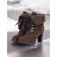 Ingram | Women's Heeled Lace-Up Winter Boots - Fur Trim