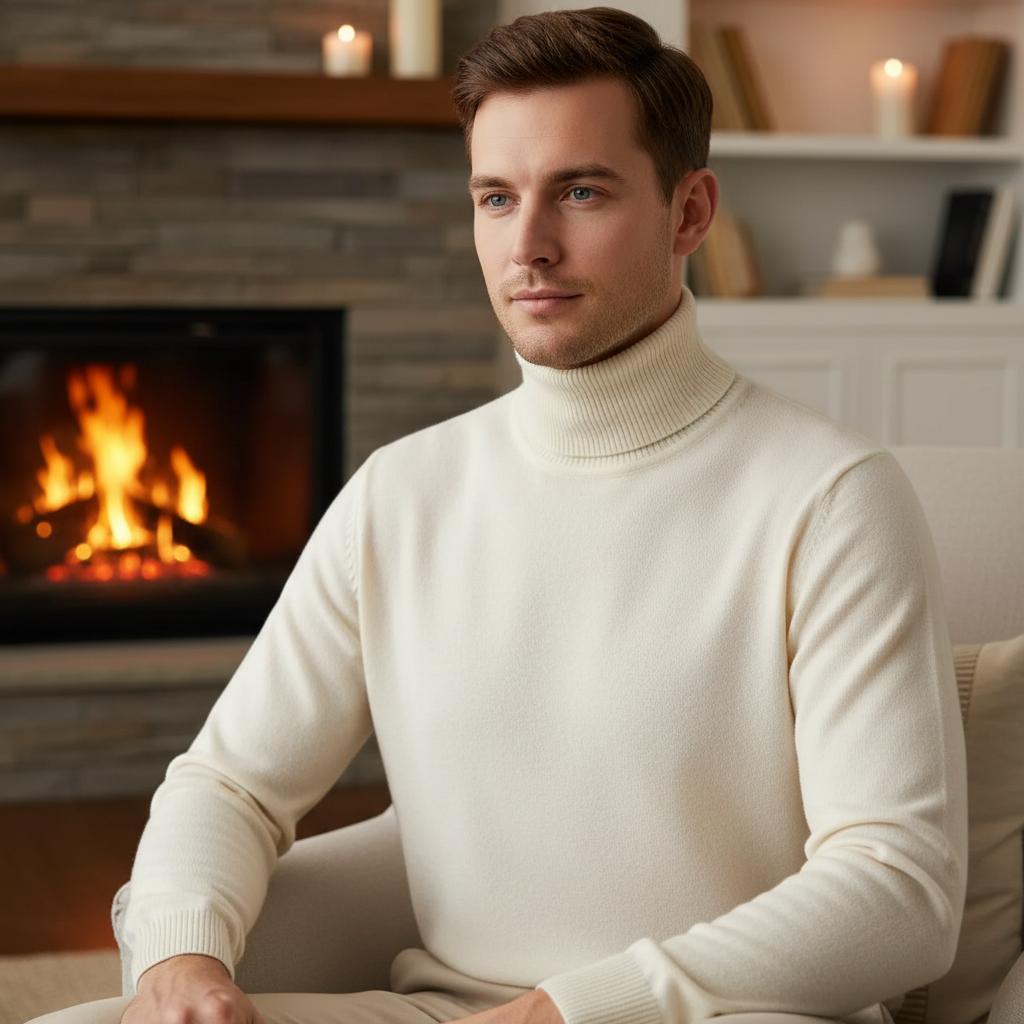Kevin | Men's Cashmere Turtleneck Sweater - Regular Fit Long Sleeve Pullover