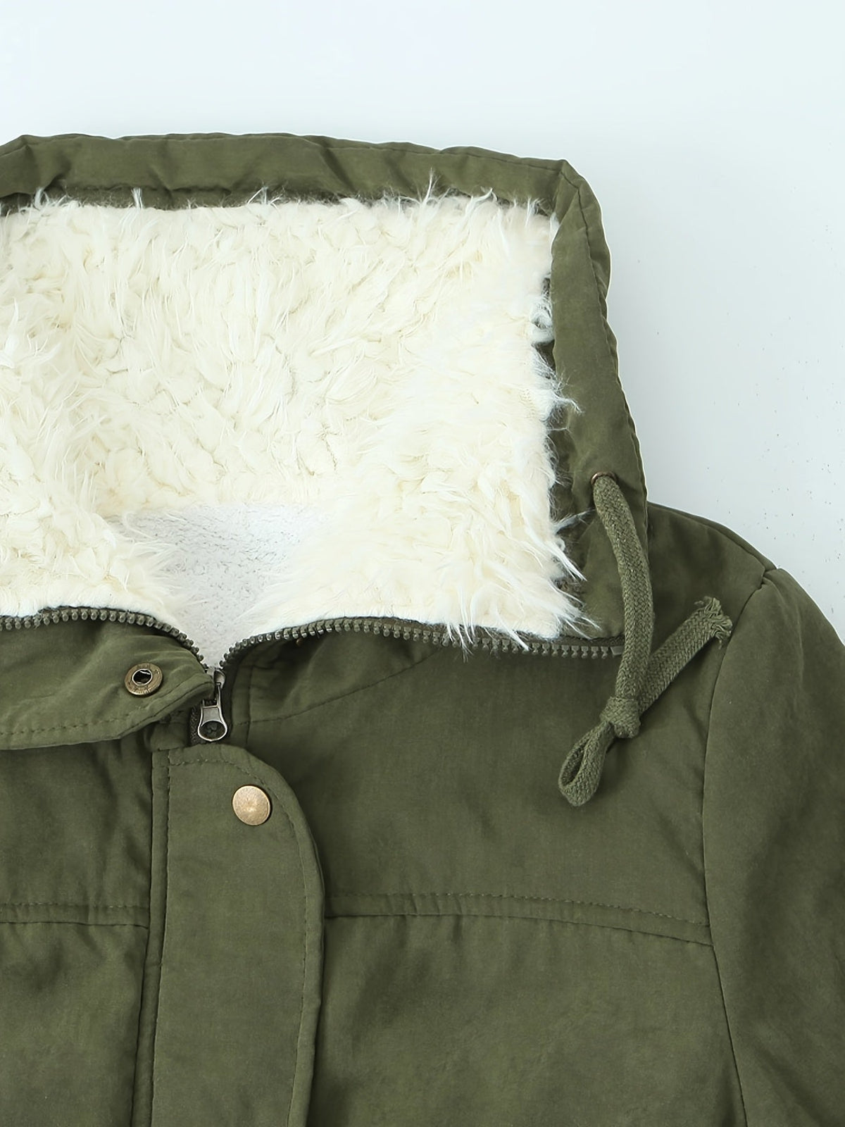 Carolyn | Women's Mid-Length Parka - Fold-Over Collar Drawstring Waist