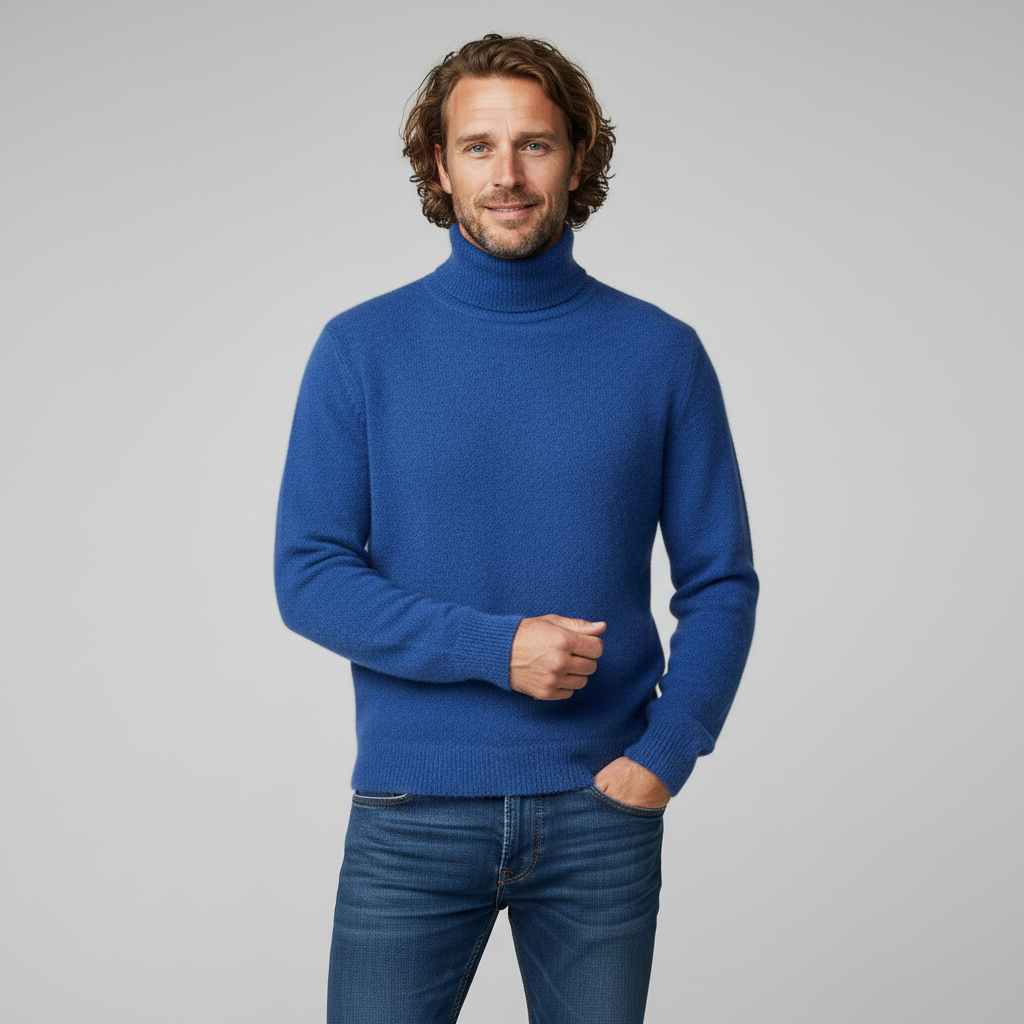 Greg | Men's Alpaca Wool Turtleneck Sweater - Tailored Fit Ribbed Cuffs
