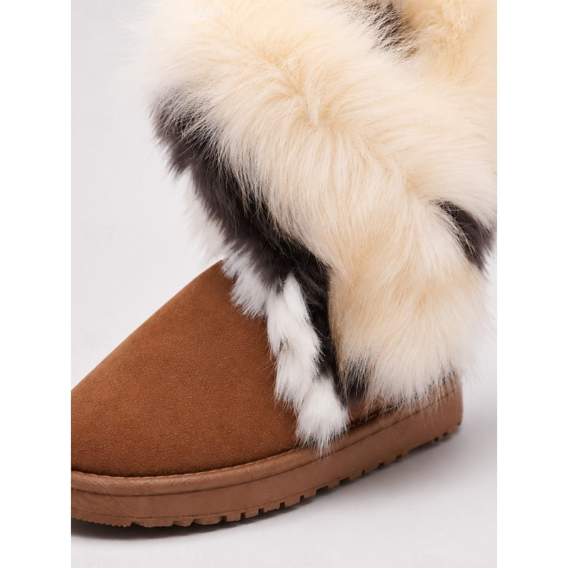 Ramona | Women's Fluffy Winter Boots - Slip-On Trim