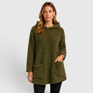 Halle Women's Sherpa Hoodie - Olive Green