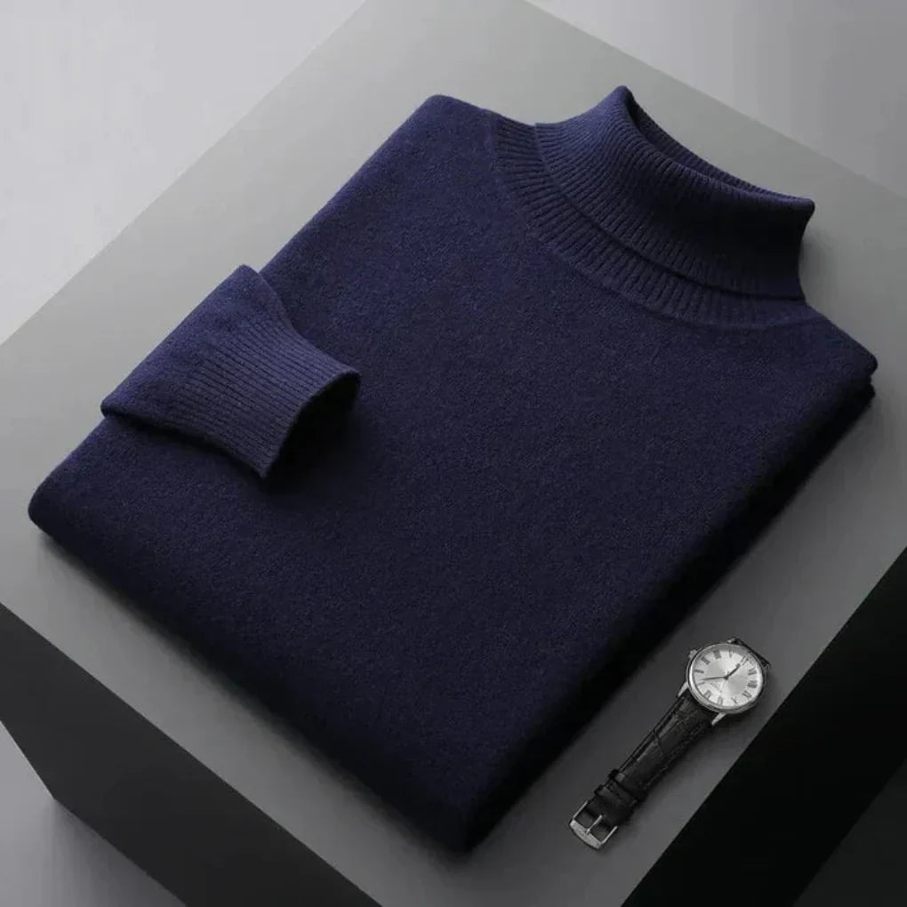 Scott | Men's Knit Turtleneck Sweater - Relaxed Fit Ribbed Cuffs Long Sleeve