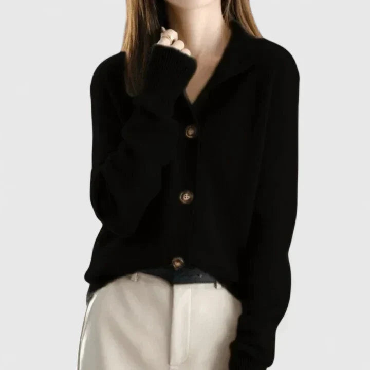 Adele | Women's Collared Cardigan - Refined Button Front
